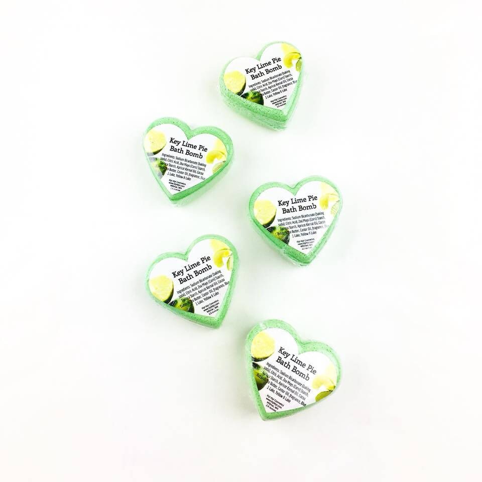 Key Lime Pie Bathbomb, Green Heart Shaped